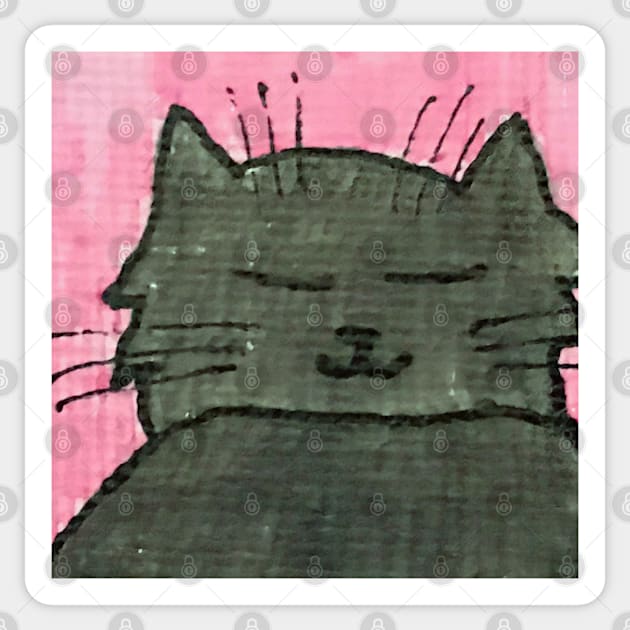 Whimsical Cat Portrait #12 Sticker by ErinBrieArt